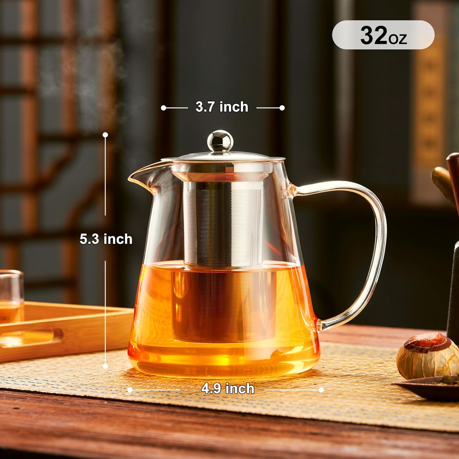 Glass Teapot Stovetop, Clear Tea Kettle, Teapot, Tea Maker, Tea Brewer, Removable 18/8 Stainless Steel Infuser -(950ML) Glass Teapot Stovetop, Clear Tea Kettle, Teapot, Tea Maker, Tea Brewer, Removable 18/8 Stainless Steel Infuser -(950ML)